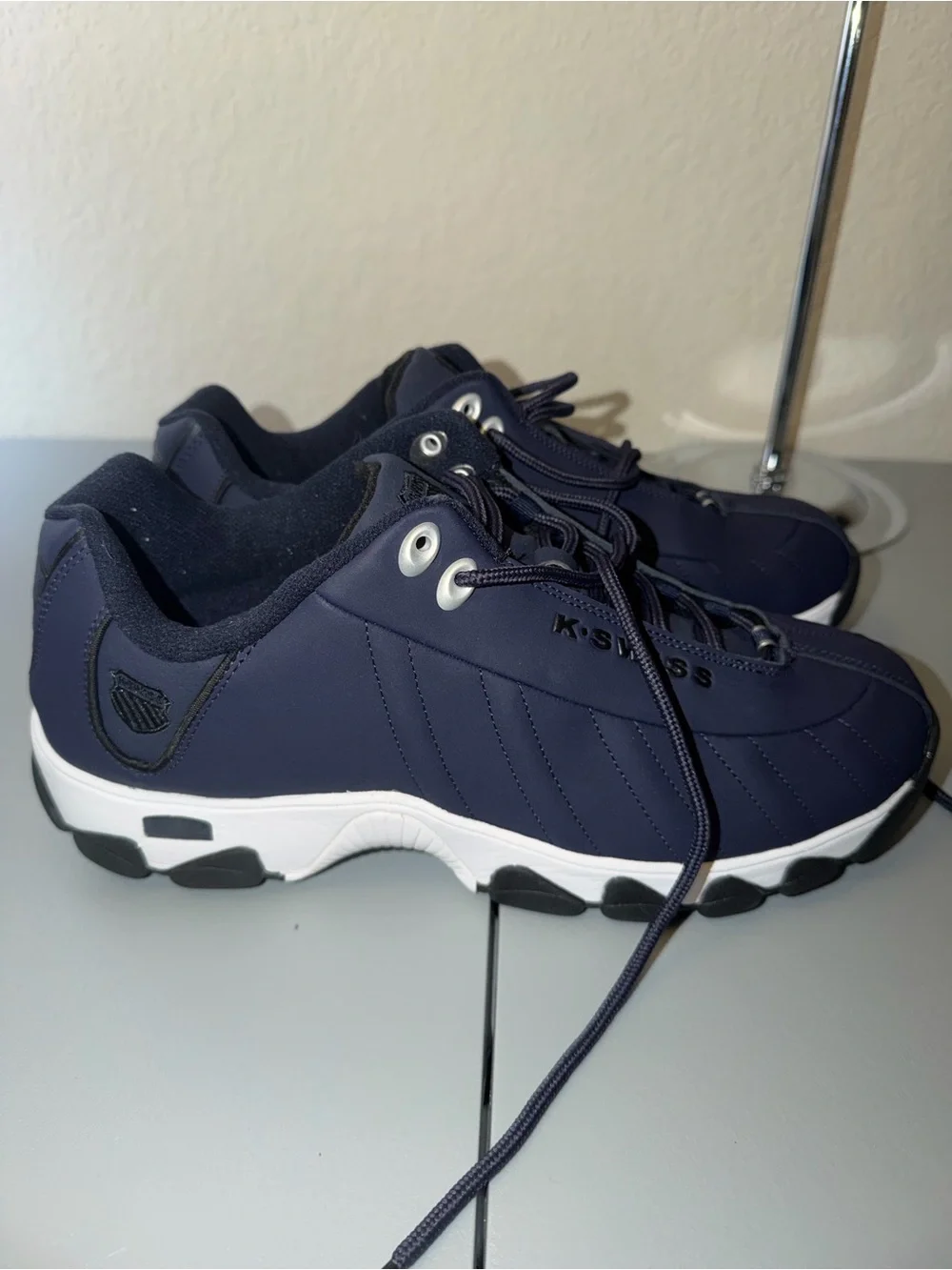 K-Swiss Navy and White Kids Athletic Sneakers